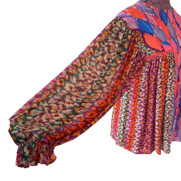 Anthropologie Bl-nk London Sz S Balloon Sleeves Miranda Peasant Top - Picture 4 of 6